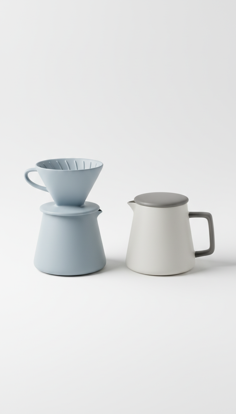 Sculptural Ceramic Pour-Over Coffee Set